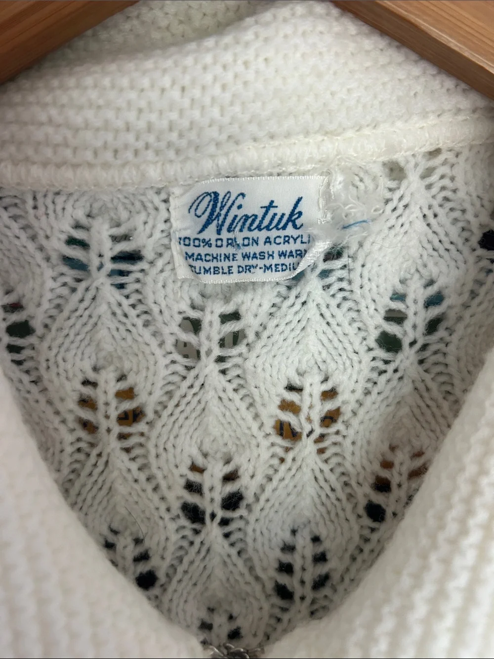 Vintage 1960s Wintuk Orlon Acrylic off white Long Sweater Jacket